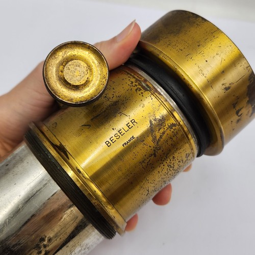 Antique Beseler Darlot Petzval Brass Lens Approx. 9" 229mm F4.2 - 5x7 - France - Picture 6 of 10