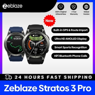 Zeblaze Stratos 3 Pro GPS Route import 1.43''AMOLED,HiFi BT Voice Call Smartwatch