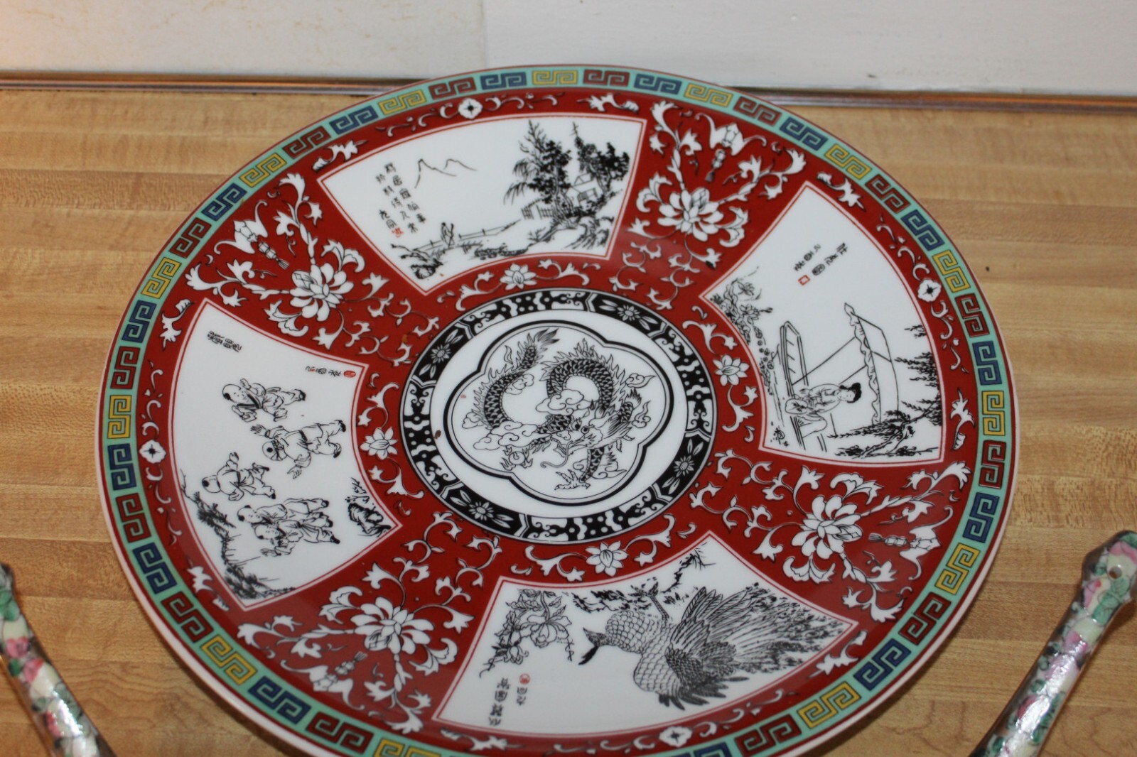 Chinese Mandarin Porcelain Plate with Two Rose Medallion Spoon Rests eBay