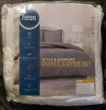 Nestl Soft Duvet Cover Set - 3pc Dbl Brushed with Button Closure Queen Size NEW