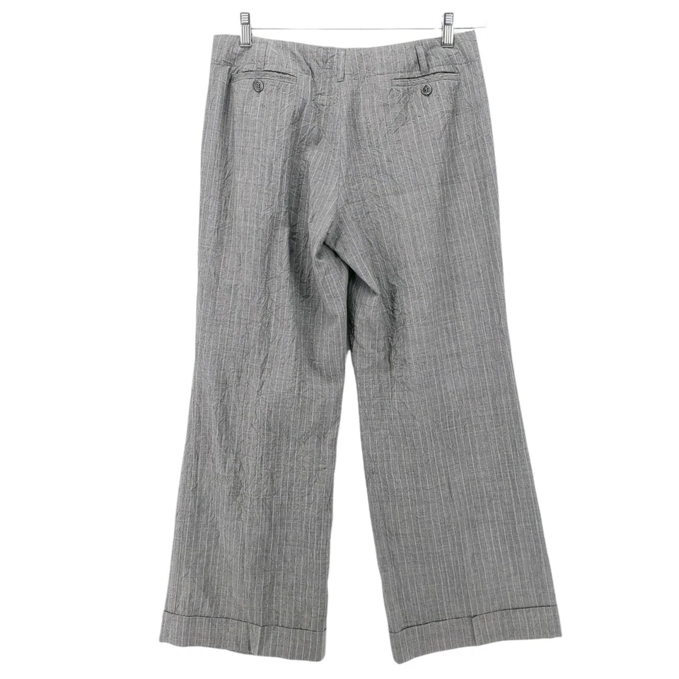Pantalones Michael Kors 100% Lana Gris Rayas Arrugados Pierna Ancha HECHOS EN ITALIA Talla 6 Foto 3 de 4