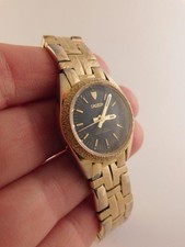 CROTON WATCH DUEL TEXTURE GOLDTONE FACE AND BAND