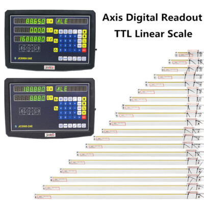 3 Achsen Digitalanzeige-kit mit Linear Maßstab Glasmaßstab 150mm+250mm+300mm Linearmaßstab, DRO