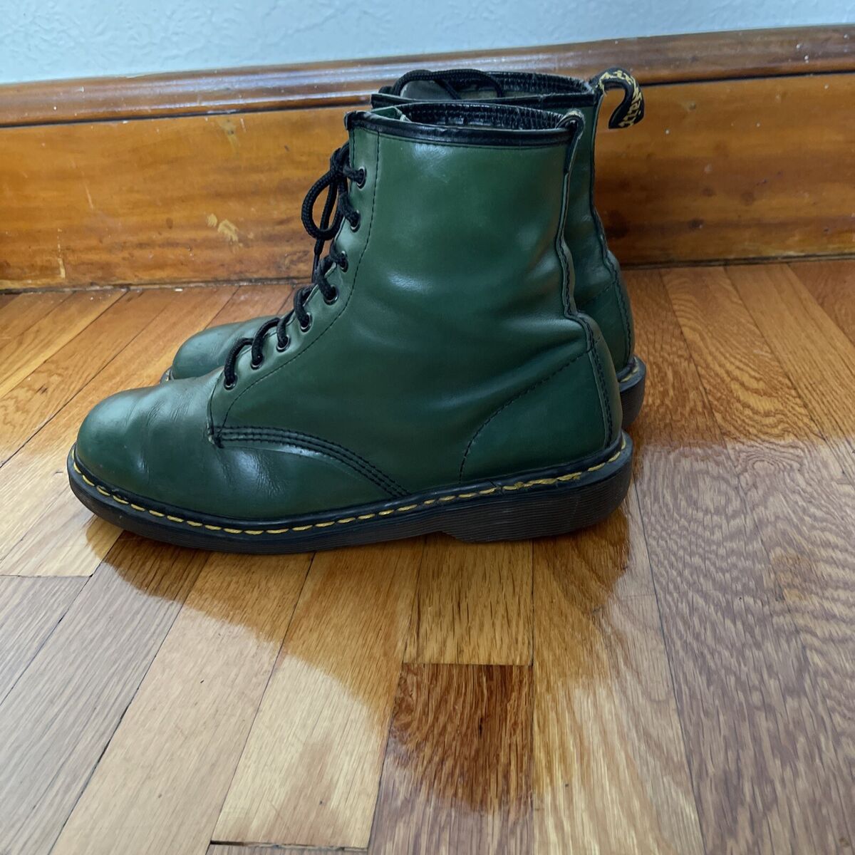 Vintage Dr. Martens Doc England 1460 Green Leather Boots Vintage Dr. Martens Doc England 1460 Green Leather Boots