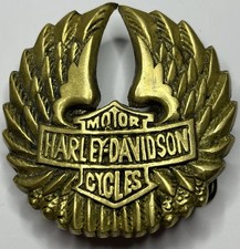 Vtg Harley Davidson Brass Wings Belt Buckle