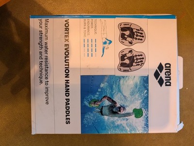 Arena Vortex Evolution Hand Paddle, Size Large, Silver/Black