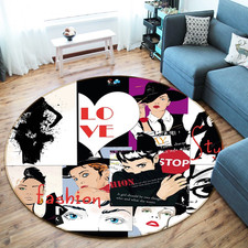 3D Girl Poster 4 Non Slip Rug Mat Room Mat Round Elegant Photo Carpet US Summer