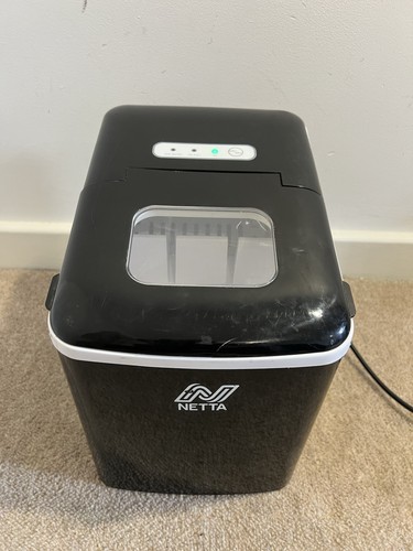Used Netta Black Portable Ice Cube Maker Countertop Machine 12KG RRP £140