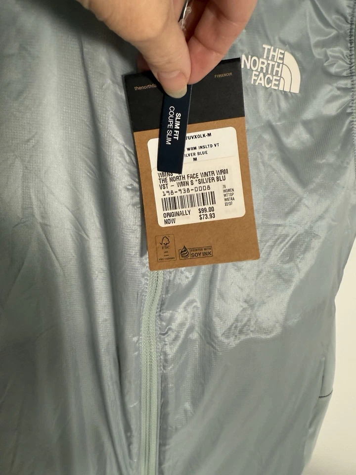 The North Face Women's Winter Warm Insulated Vest Lightweight Silver Blue M - Image 3 of 4