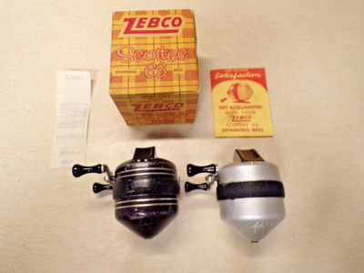 2 ZEBCO FISHING REELS W/ BOX - 66 SCOTTIE - TAKE A LOOK