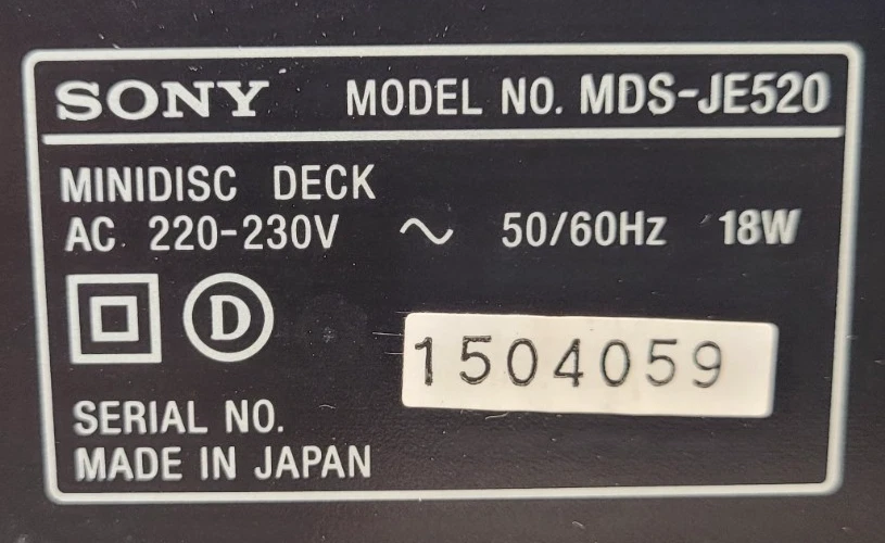 Sony MDS-JE520 MiniDisc Deck Black C13 Error unit is unable to read the Minidisc - Image 2 of 4