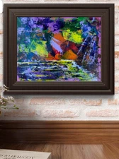 Original Art "Mountain Lake" 11x14 Canvas Expressionism Abstract Design Home Art