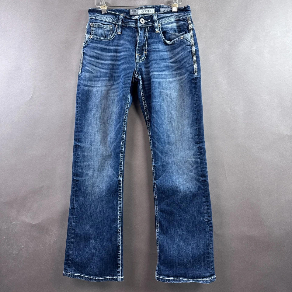 Buckle BKE Jeans Mens 28x29 Blue Carter Bootleg Denim Pants Washed Out (Tag27S) - Image 2 of 4