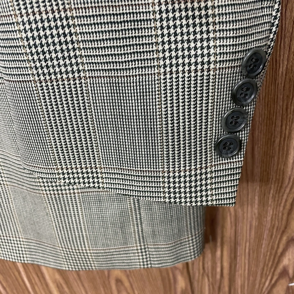 Cricketeer Sport Coat Mens 46L Green Multicolor Plaid USA Made Two Buttons - Image 3 of 4