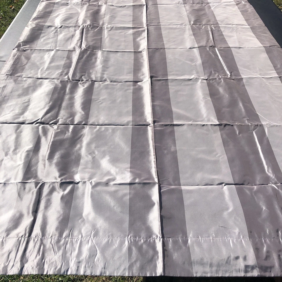 Restauración Hardware Pabellón Rayas Gris Niebla Panel Cortina 100% Seda 51" x 84" Foto 2 de 4