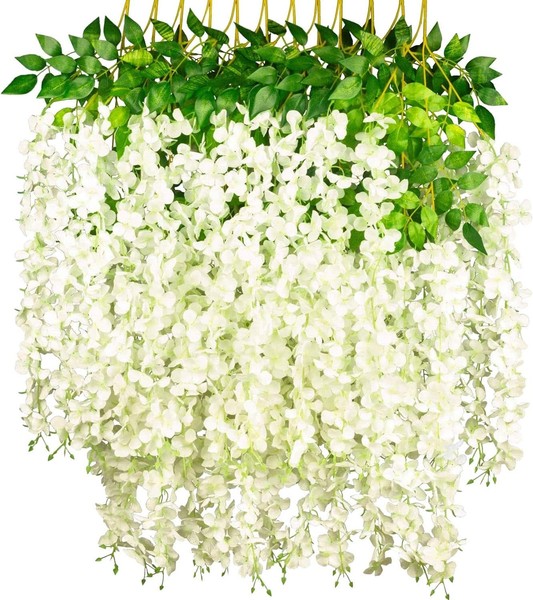 KüNstliche Glyzinien BlüTen HäNgende Seidenblumen Girlande 12 StüCk We-image