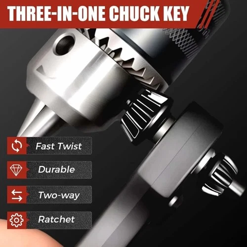 2-in-1 Ratchet Spanner Drill Chuck Key Wrench Universal Chuck Key Replacement - Picture 5 of 11