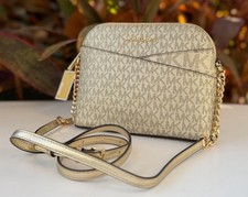 Michael Kors Jet Set Travel Dome Shoulder Crossbody Bag MK Pale Gold