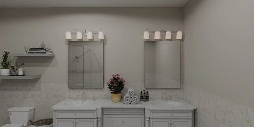 Brushed Nickel Four Light Bath from the Cecilia Collection - Picture 6 of 7
