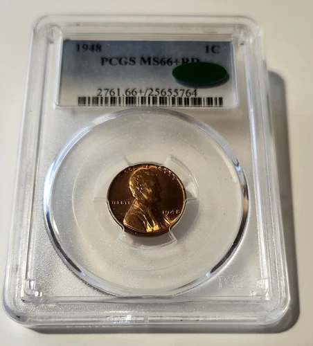 1948 P Lincoln Cent PC PCGS MS66+RD CAC