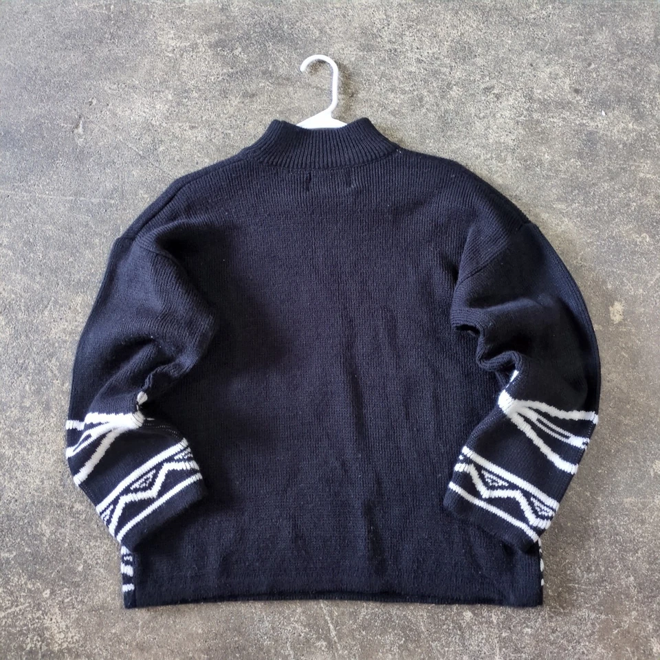 Suéter Gitano Vintage Feminino L Preto Asteca Sudoeste Decote Simulado Geométrico - Imagem 3 de 4