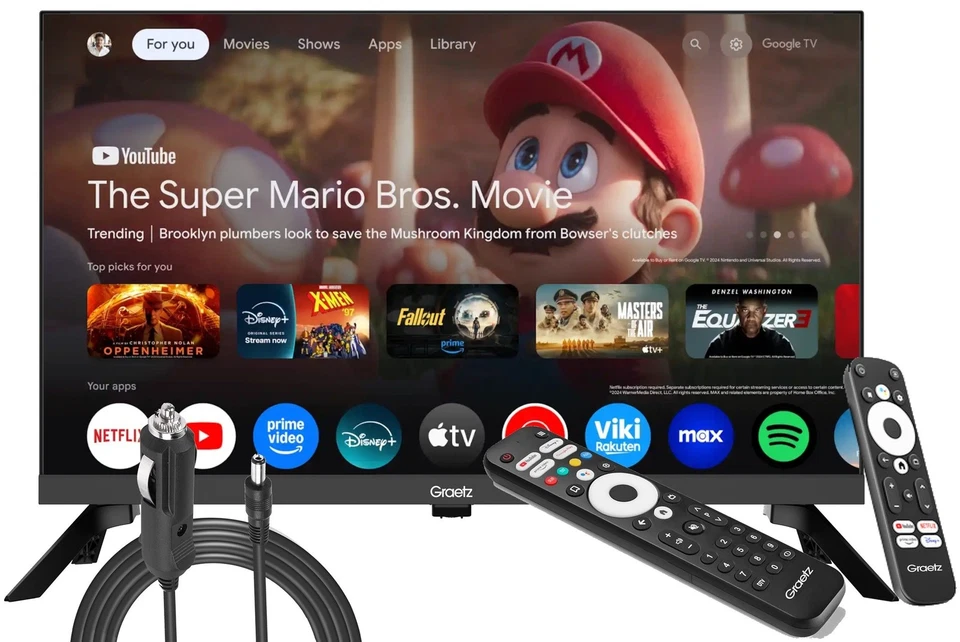 GRAETZ TV SMART 24" LED HD GOOGLE NETFLIX DAZN 220 E 12 VOLT CAMPER BARCA