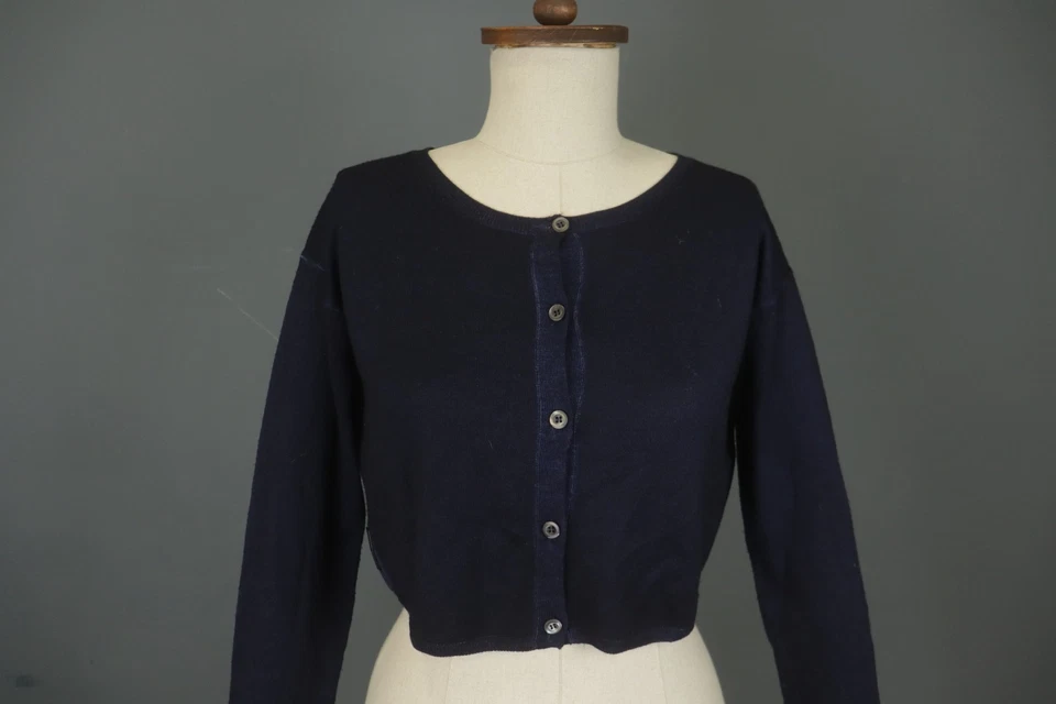 PRADA Navy Long Sleeve Round Neck Knitted Button Front Cardigan Sweater Size S/M - Image 2 of 4