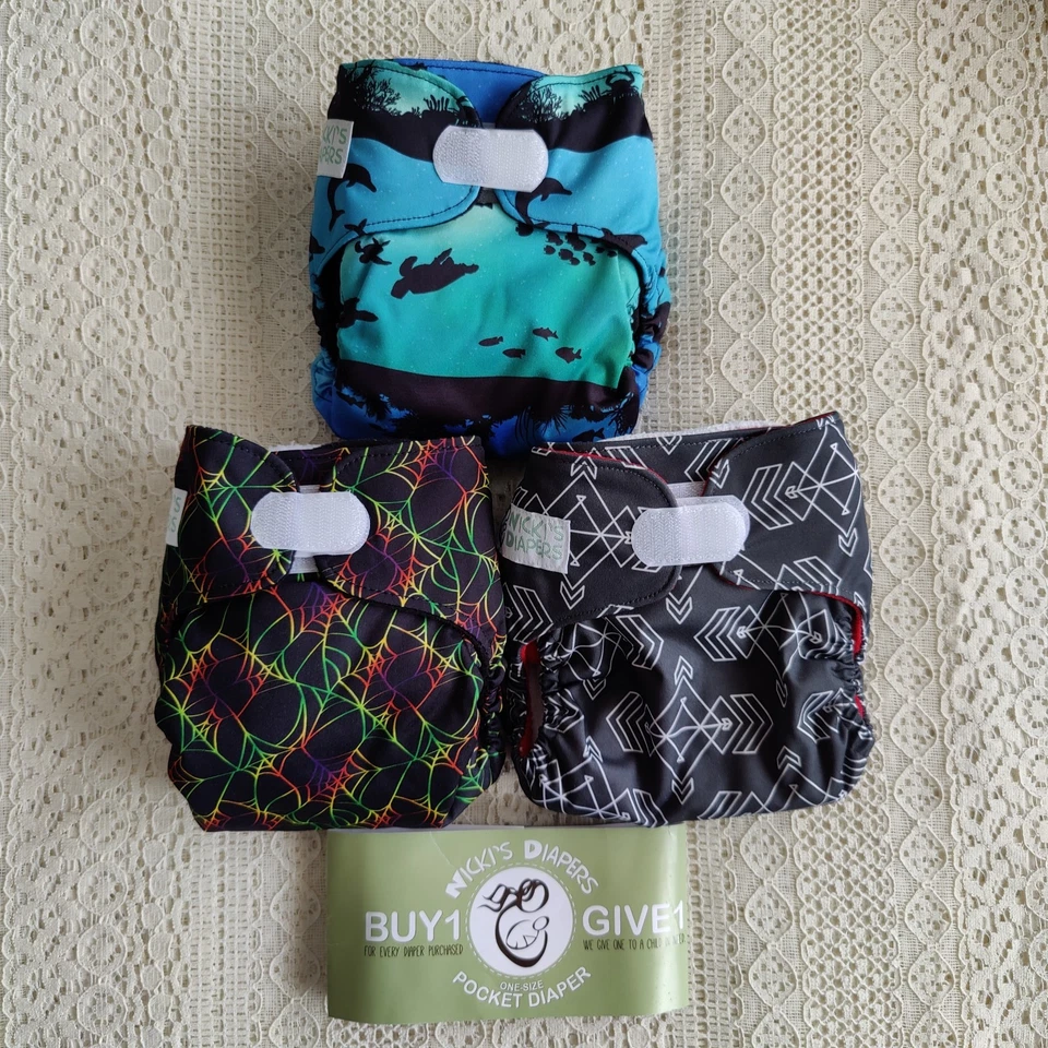 Pocket Cloth Diapers, Fleece Lining & Insert by Nicki's Diapers. OS, 7-25 LBS - Image 2 of 4