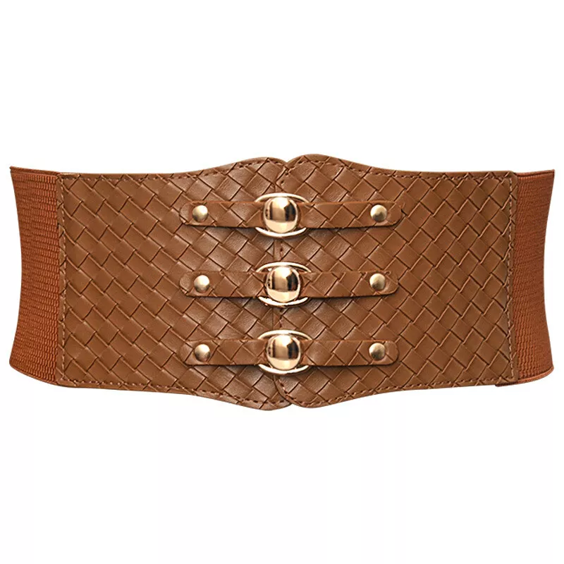 PU Leather Elastic Wide Corset Belts Women Waist Plus Size Belt Dress  Waistband+