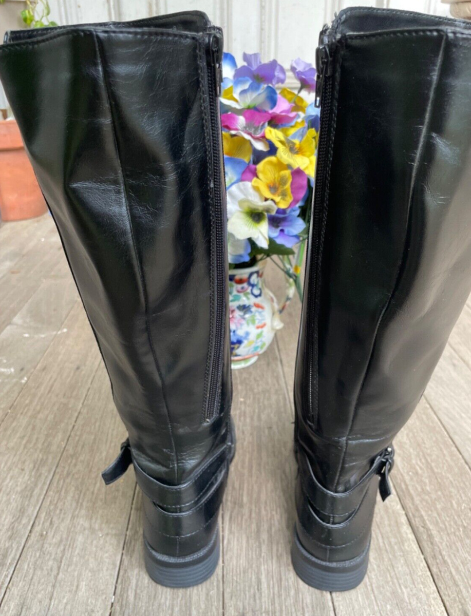 Aerosoles Boots Womens 6.5 M Tall Riding Black Faux Leather Double