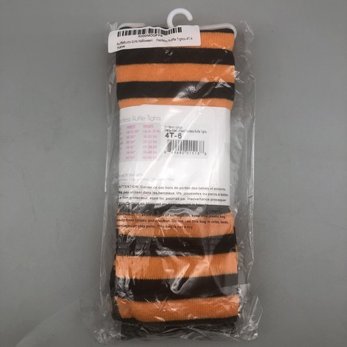 Ruffle Butts Girl's Size 4T-6 Footless Ruffle Tights Orange/Black New - Picture 3 of 6