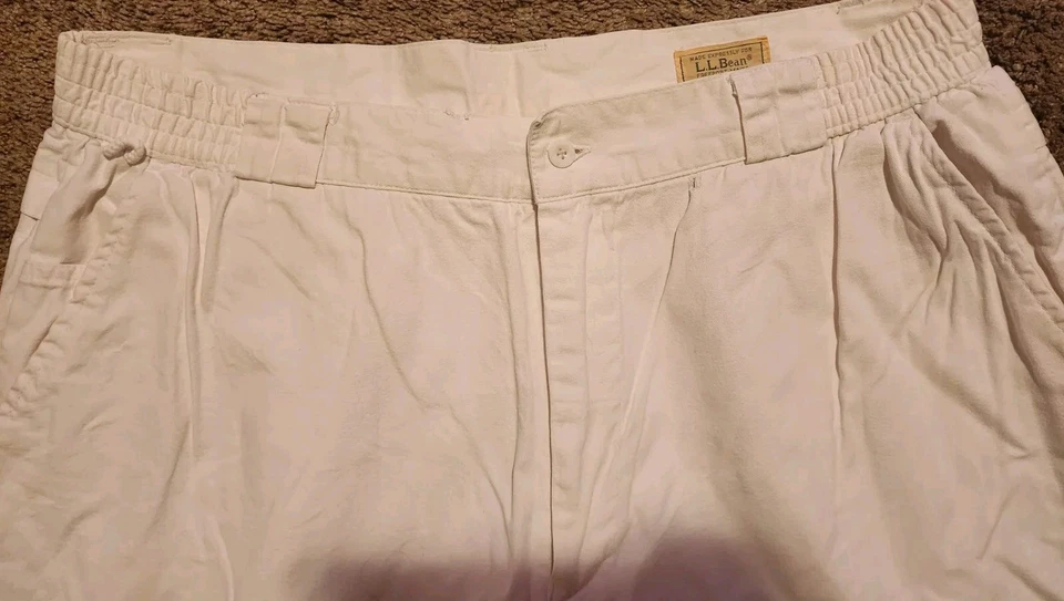 Мужские брюки 38x34 винтажные LL Bean SportIf белые сделано в США пляжные комфортные брюки - Изображение 2 из 4