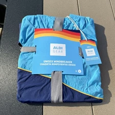 New ALDI Gear Large Men’s Blue Windbreaker Water Resistant Jacket Coat