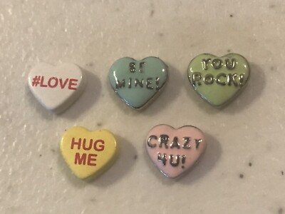 Authentic Origami Owl Set Conversation Hearts Crazy 4 U Be Mine You Rock Hug Me