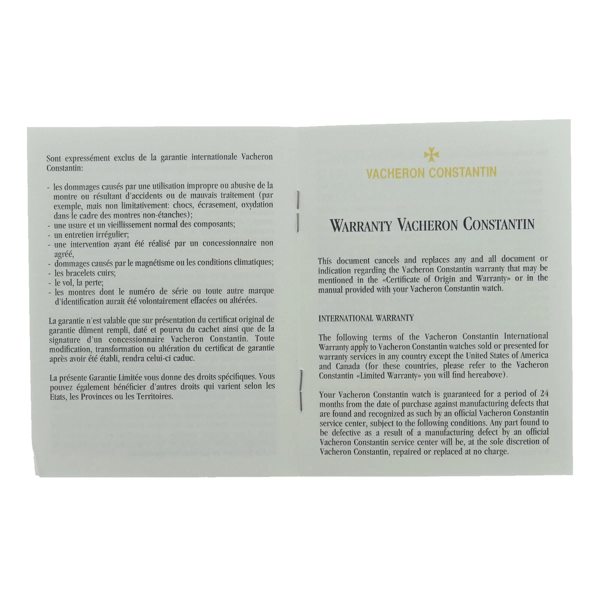 Vacheron 2025 constantin warranty