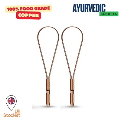 ARTH Handcrafted 100% Food Grade Copper Tongue Scraper Ayurvedic Benefits (Set of 2)