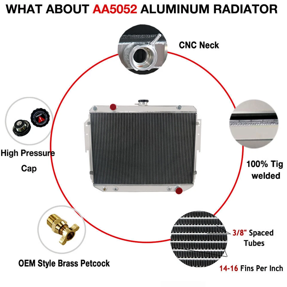 4 ROW Aluminum Radiator For Dodge Ram 1500 2500 3500 Van 5.2L 5.9L V8 1998~2003 Foto 3 de 4