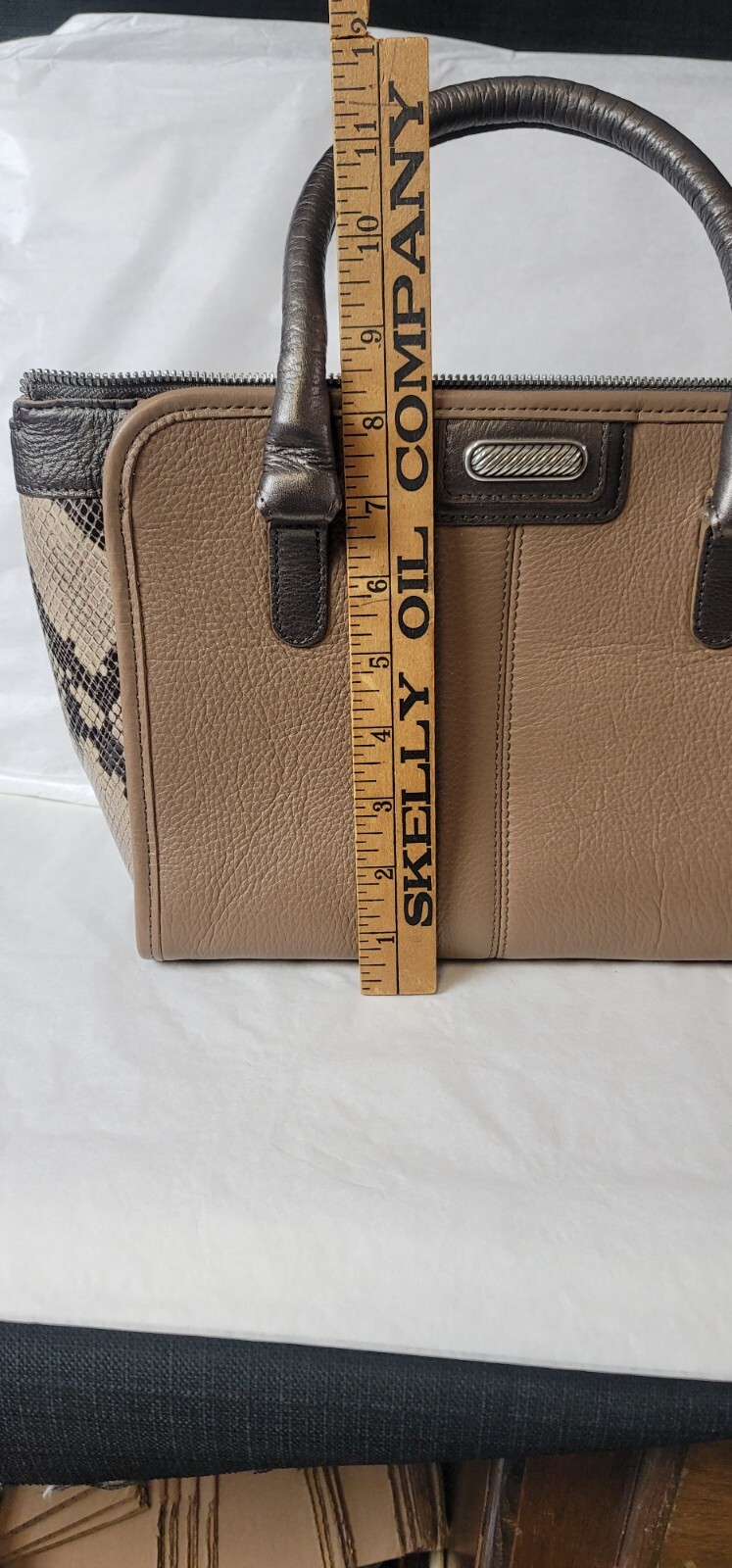 BRIGHTON "GILROY" LEATHER PYTHON SATCHEL - image 13