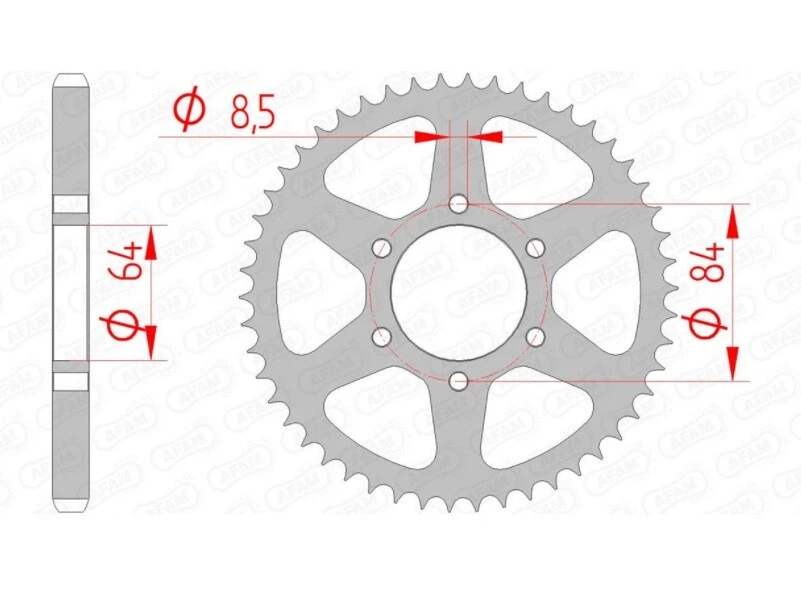 Couronne moto AFAM acier 47 dents pas 428 Suzuki DR 125 SE 1994 - 2000 - Photo 1/1
