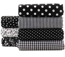 7pc Shuanshuo Black Series Floral Cotton Fabric Textile Quilting Patch 50cmx50cm