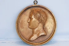 19th Century Bronze Medal Plaque French Emperor Napoleon Bonaparte by Andrieu