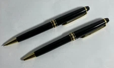 Lot of 2 Montblanc Meisterstuck Black Ballpoint Pen Mechanical Pencil 3 Refills