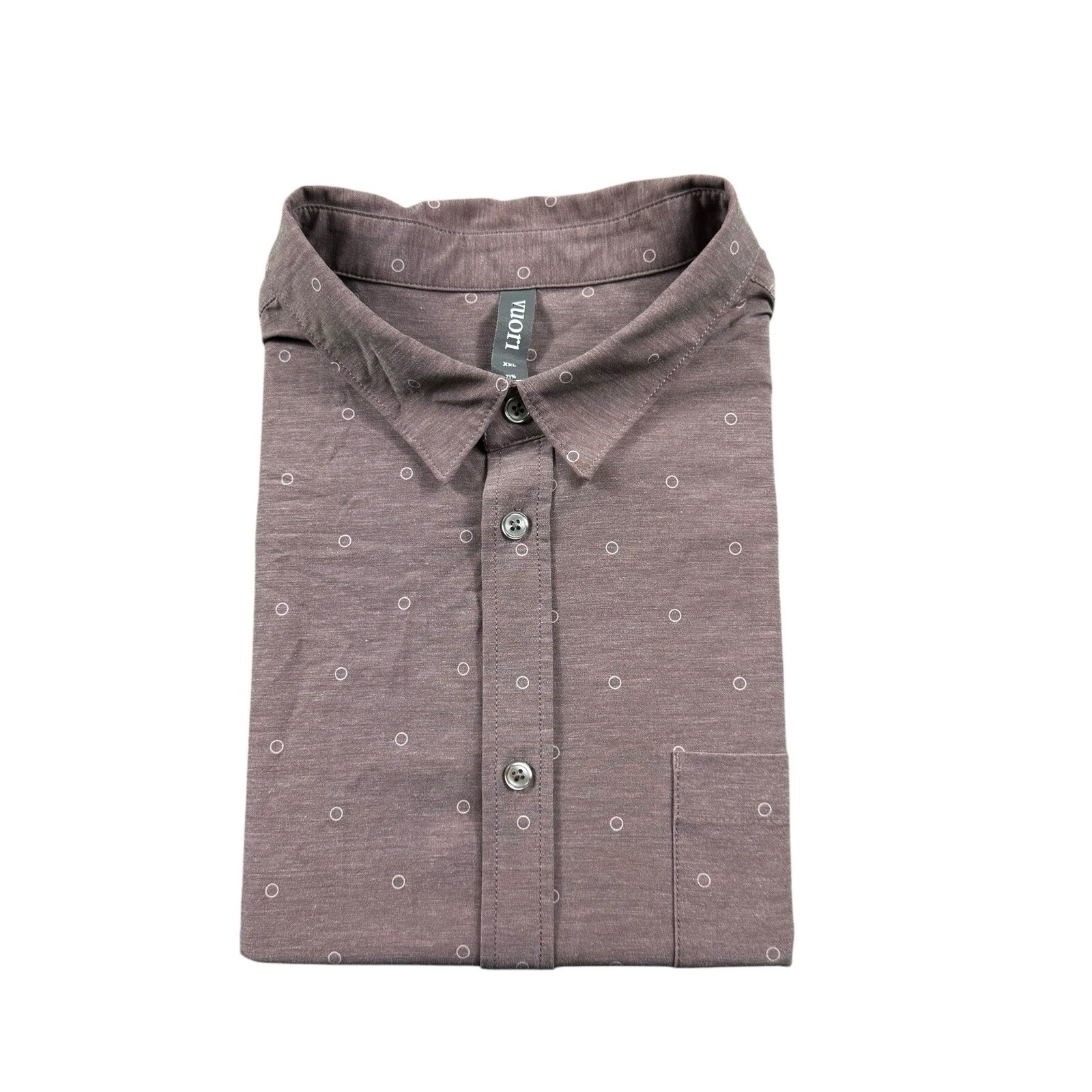 vuori brown bridge button down geometric circles v184 shirt