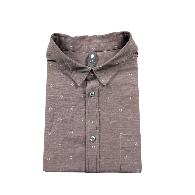 vuori brown bridge button down geometric circles v184 shirt