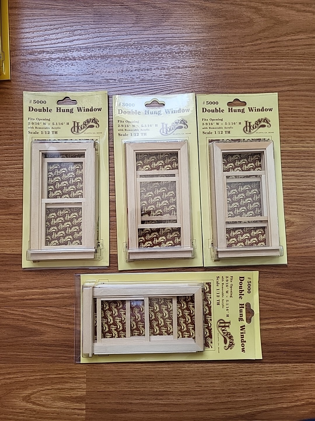 Houseworks Dollhouse Miniature Lot 4 Double Hung Windows #5000 1:12 Vintage