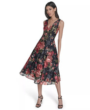 Eliza J Embroidered Floral  Midi Dress Romantic Wedding  Garden, 18W, MSRP: 288$