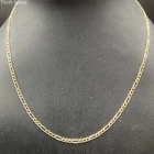 14K Tri-Tone Gold Figaro Chain Necklace 16" 4g