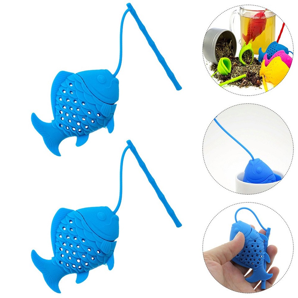 4 Pcs Silicone Fish Shape Tea Infusers Filters Tea Strainers with Strap ...