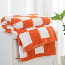 Checkered Throw Blanket 50" X 60", 400GSM Ultra Soft Microfiber Fuzzy Fluffy Rev