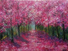 Original blossom hand-painted landscape 16×12 in, acrylic art on canvas”